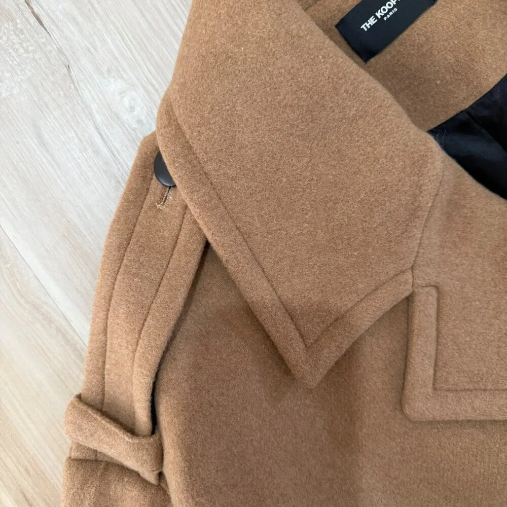 The Kooples Chill Out Oversized Wool Trench Coat Tan Carmel NWT Size 4 FR 36 - Picture 6 of 10
